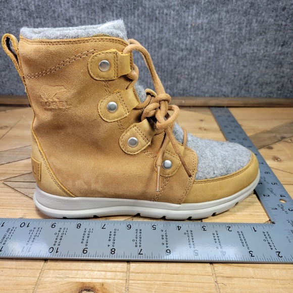 Sorel Explorer Joan Women's 7 Felt Boots Tan Gray Suede Waterproof NL3423-224 - Picture 12 of 13